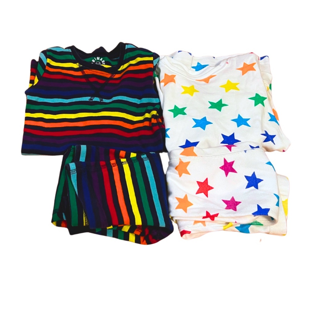 Primary Organic Cotton Long Sleeve 2 Pairs of Pajamas Stripe and Stars 6-7